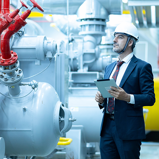 Facility safety officer conducting digital compliance inspection using m1Facility.