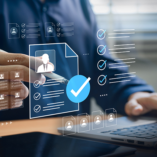 HR manager analyzing employee certifications